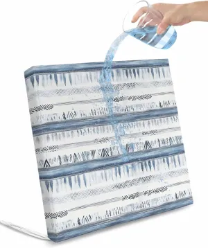 White Blue Stripe Outdoor Cushion Chair Cover Set of 2 - Waterproof Couch Seat Covers, Abstract Modern Brush Vintage Patio Furniture Protector Cushions Slipcovers for Sofa/RV, 20"x18"x4"