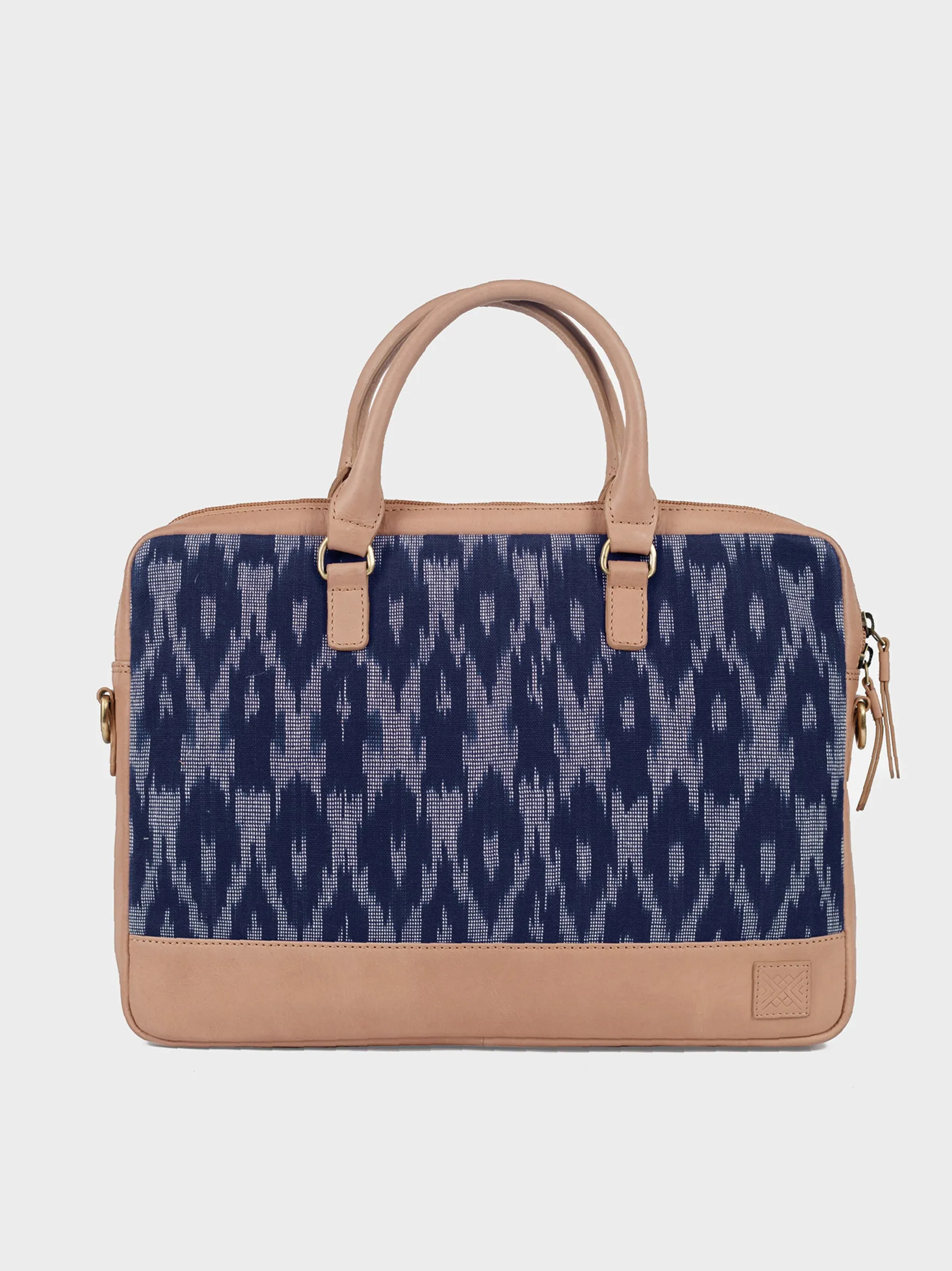 White Collar Hippie Laptop Bag (Navy Ikat)