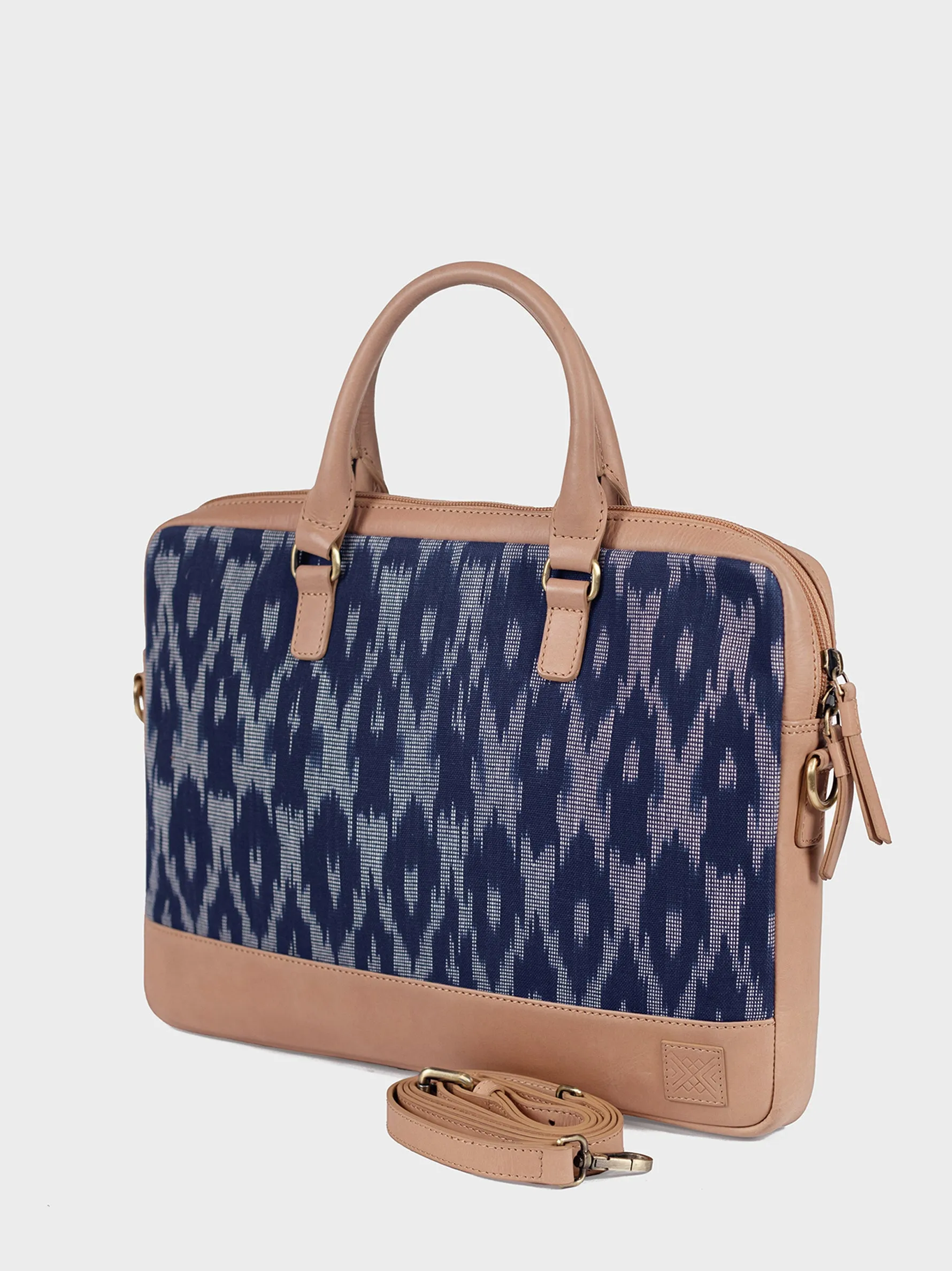 White Collar Hippie Laptop Bag (Navy Ikat)