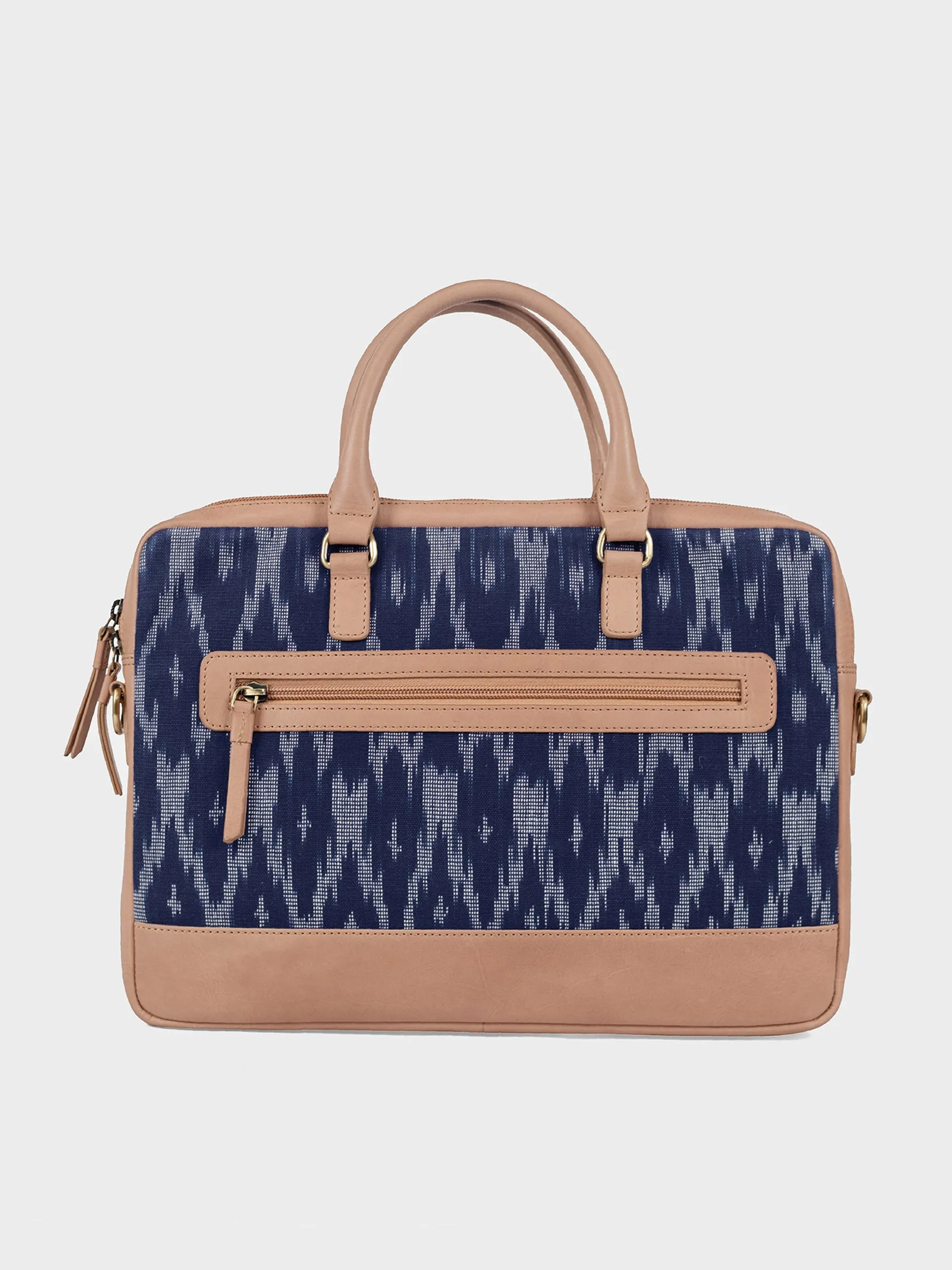 White Collar Hippie Laptop Bag (Navy Ikat)