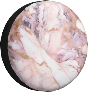 White Marble Pattern Tire Cover Outdoor Waterproof Snow Sun Rain Wheel Cover Portable Wheel Bags Camper Spare Tire Cover Universal Car Tire Protectors for Trailer RV SUV