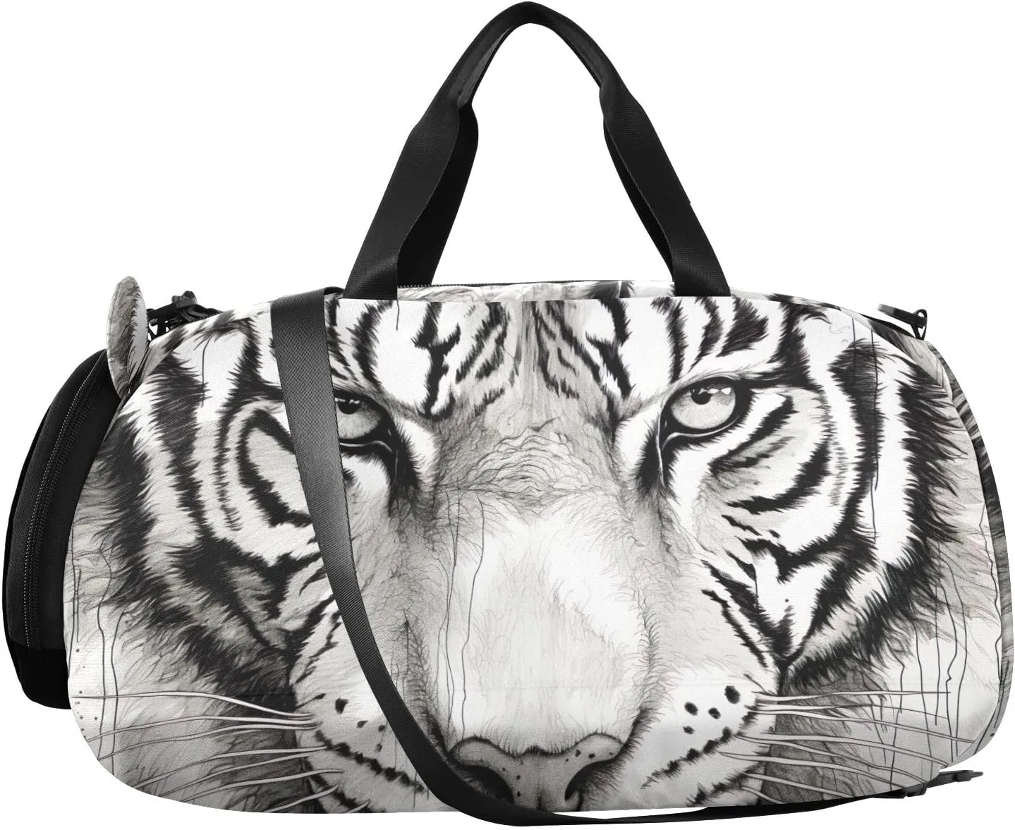 White Tiger Kids Overnight Duffle Bag,Gymnastics Sports Dance Bag with Shoe Compartment & Wet Pocket, Travel Weekender Tote for Boys & Girls
