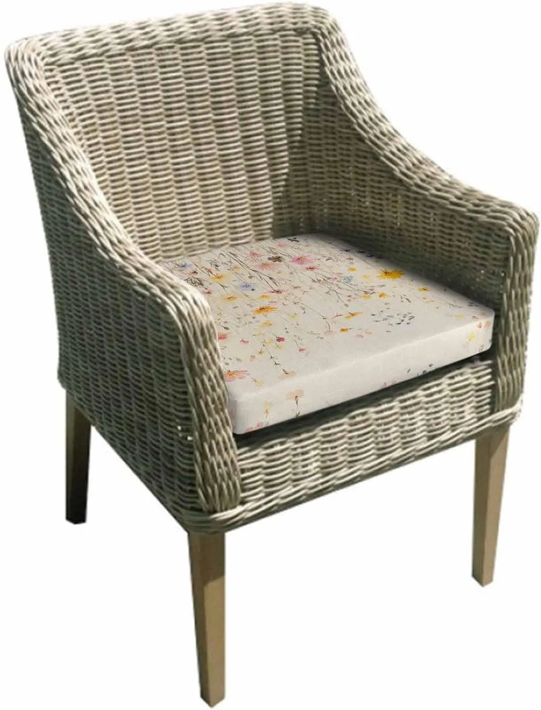 Wildflowers Blossom Outdoor Cushion Chair Cover Set of 4 - Waterproof Couch Seat Covers, Spring Rustic Retro Botanical Patio Furniture Protector Cushions Slipcovers for Sofa/RV, 22"x22"x4"