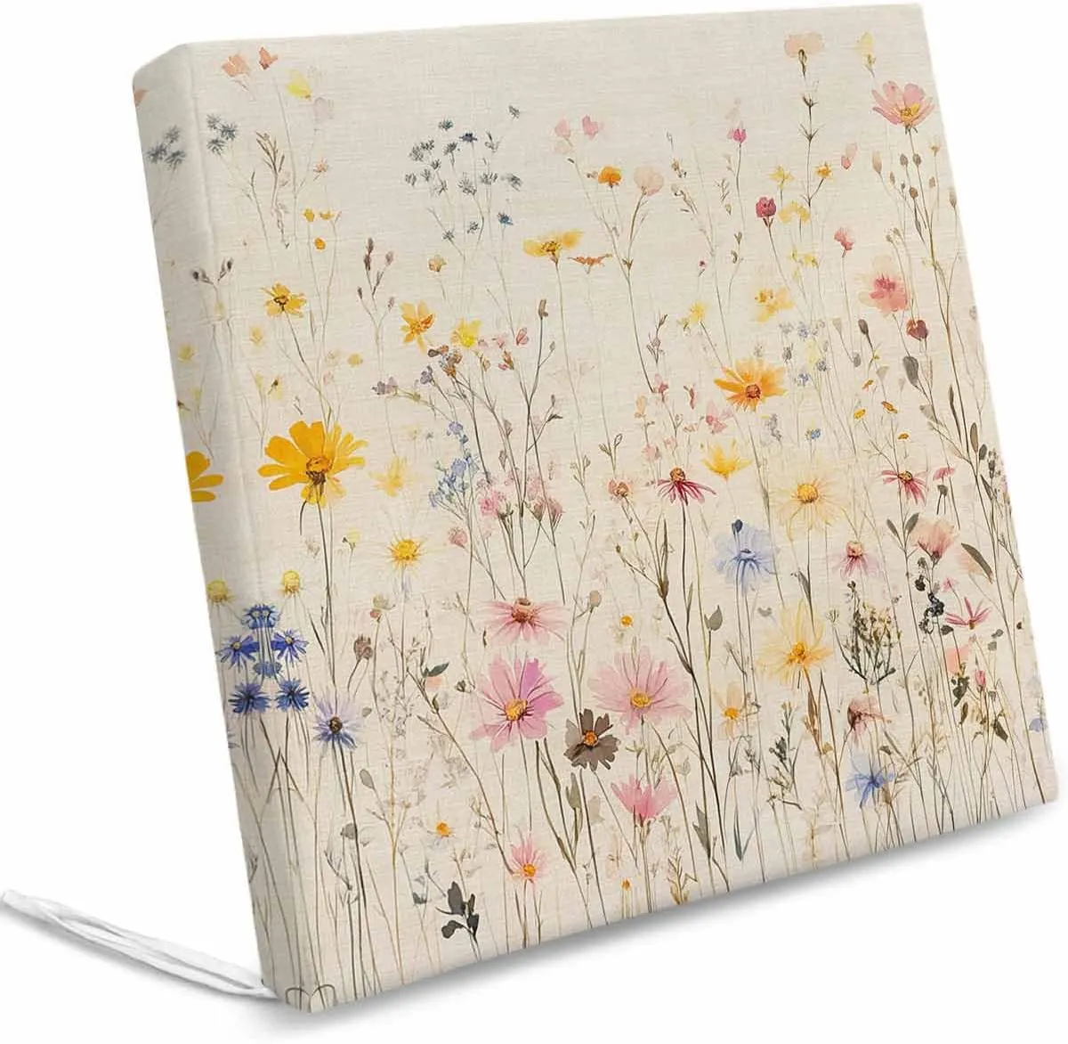Wildflowers Blossom Outdoor Cushion Chair Cover Set of 4 - Waterproof Couch Seat Covers, Spring Rustic Retro Botanical Patio Furniture Protector Cushions Slipcovers for Sofa/RV, 22"x22"x4"