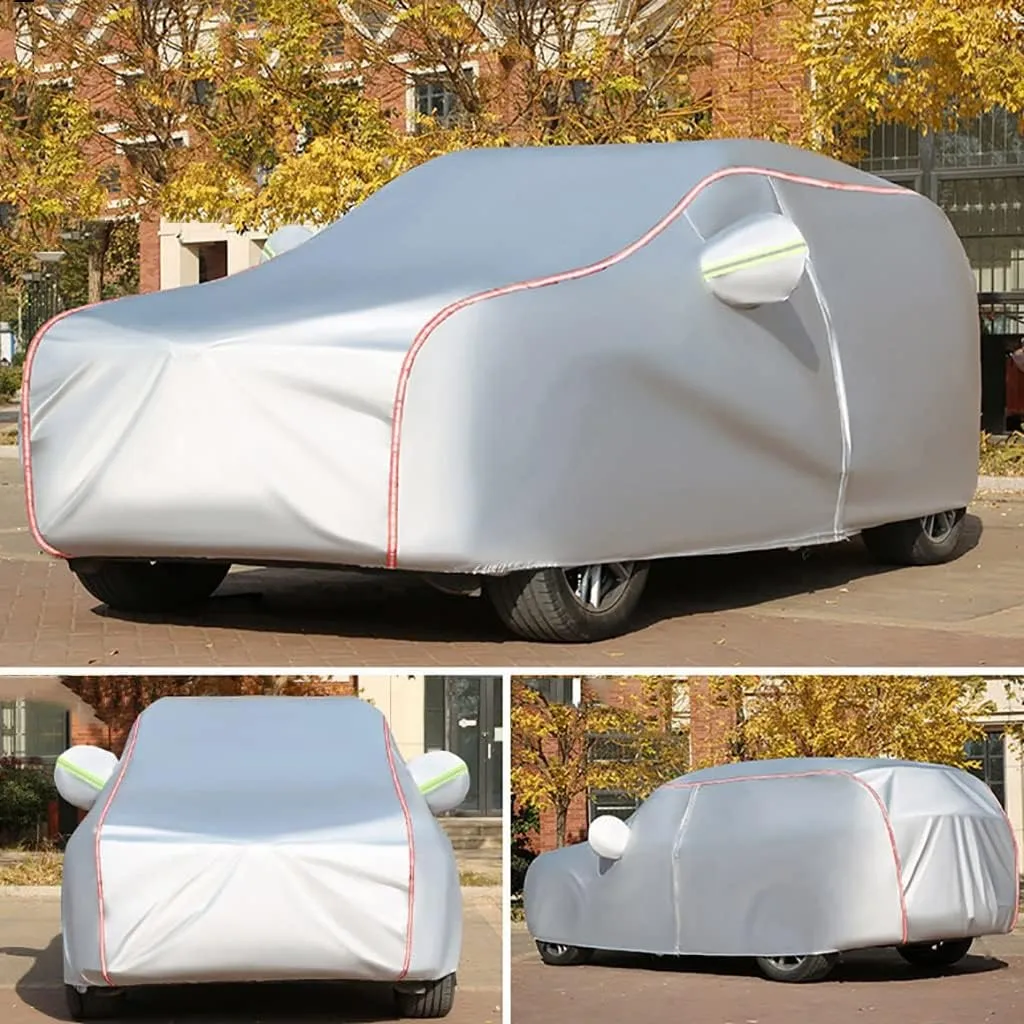 WOLWES Car Cover are Suitable for Hyundai IONIQ 5 All-Weather Windproof, Snowproof, Rainproof, UV-Protected and Breathable All-Season Universal with Side Door Zip Oxford Cloth Car Cover (Color : Whit