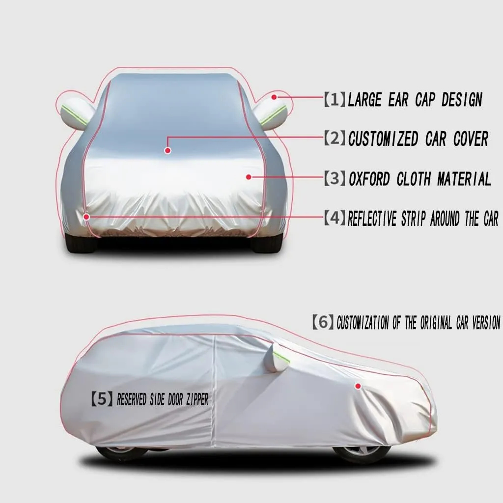 WOLWES Car Cover are Suitable for Peugeot 2008 All-Weather Windproof, Snowproof, Rainproof, UV-Protected and Breathable All-Season Universal with Side Door Zip Oxford Cloth Car Cover (Color : Black,