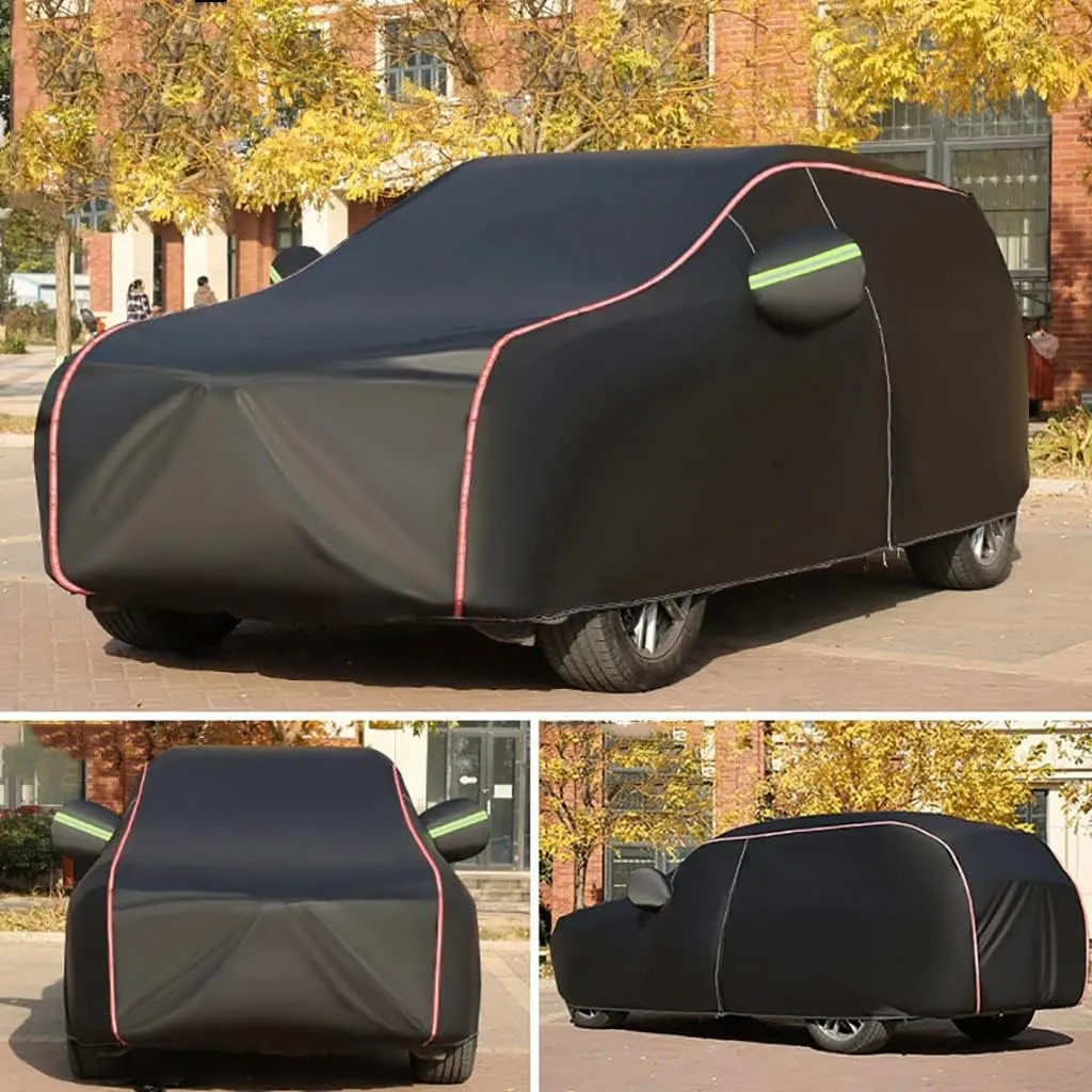 WOLWES Car Cover are Suitable for Peugeot 2008 All-Weather Windproof, Snowproof, Rainproof, UV-Protected and Breathable All-Season Universal with Side Door Zip Oxford Cloth Car Cover (Color : Black,