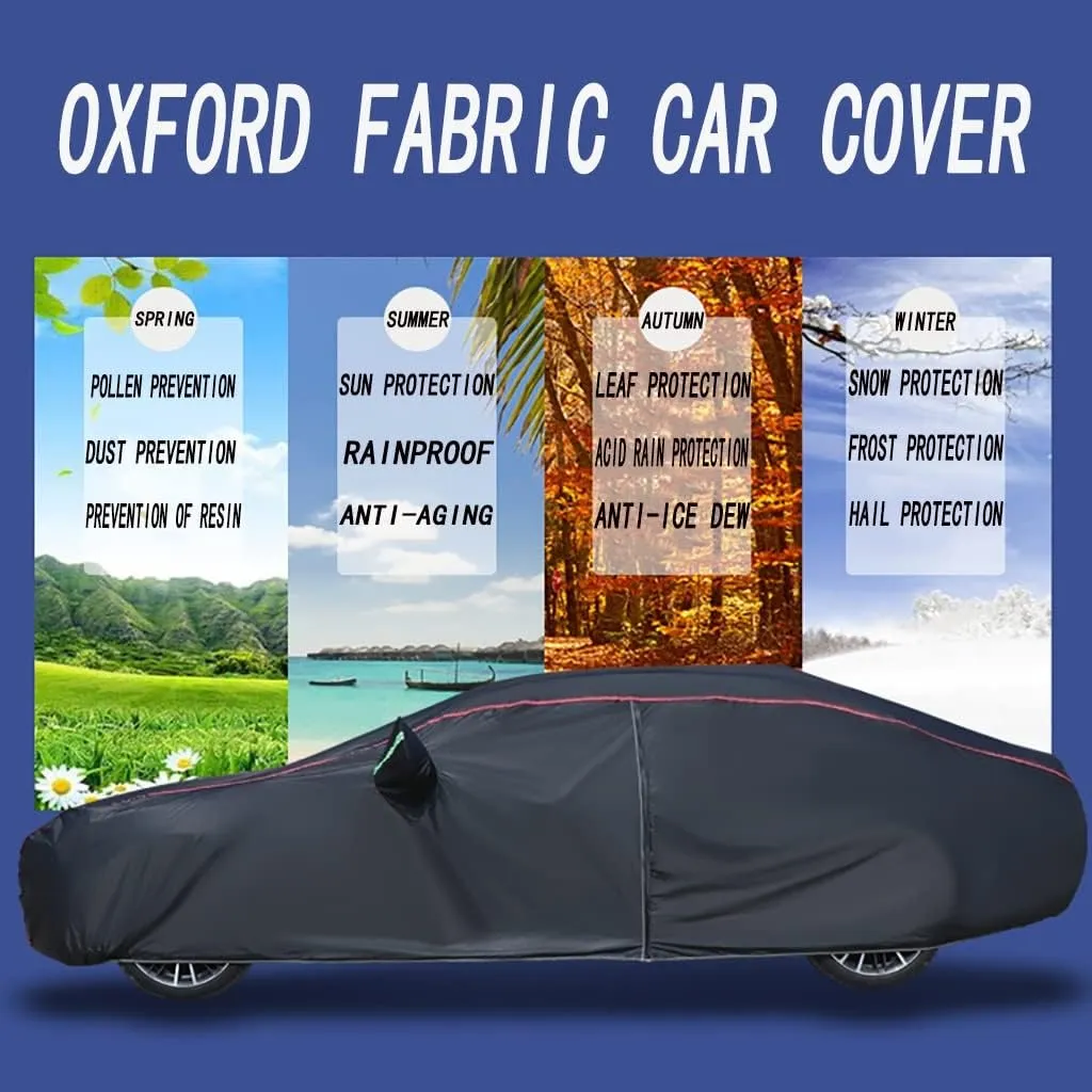WOLWES Car Cover are Suitable for Peugeot 2008 All-Weather Windproof, Snowproof, Rainproof, UV-Protected and Breathable All-Season Universal with Side Door Zip Oxford Cloth Car Cover (Color : Black,