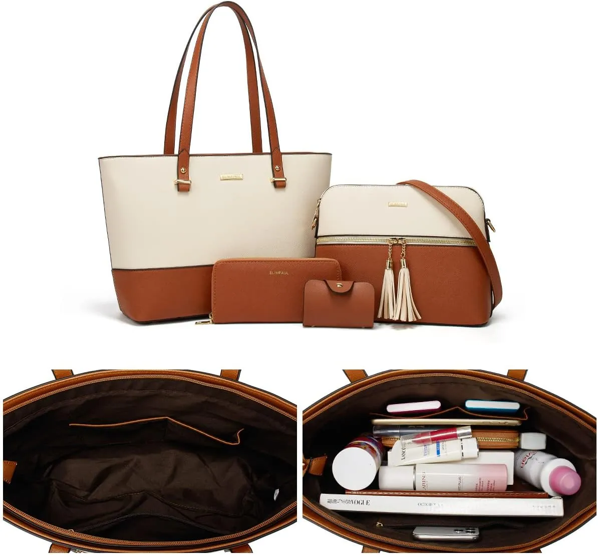 Women Fashion Handbags Wallet Tote Bag Shoulder Bag Top Handle Satchel Purse Set 4pcs