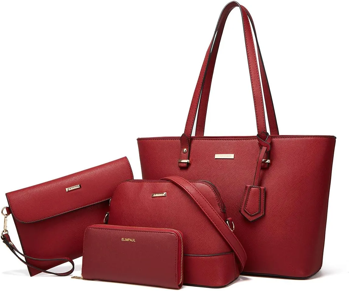 Women Fashion Handbags Wallet Tote Bag Shoulder Bag Top Handle Satchel Purse Set 4pcs