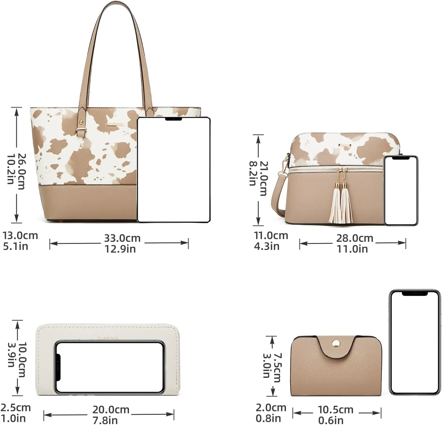 Women Fashion Handbags Wallet Tote Bag Shoulder Bag Top Handle Satchel Purse Set 4pcs