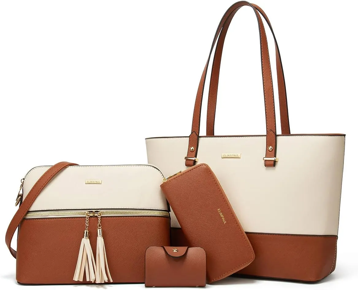 Women Fashion Handbags Wallet Tote Bag Shoulder Bag Top Handle Satchel Purse Set 4pcs