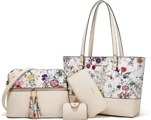 Women Fashion Handbags Wallet Tote Bag Shoulder Bag Top Handle Satchel Purse Set 4pcs