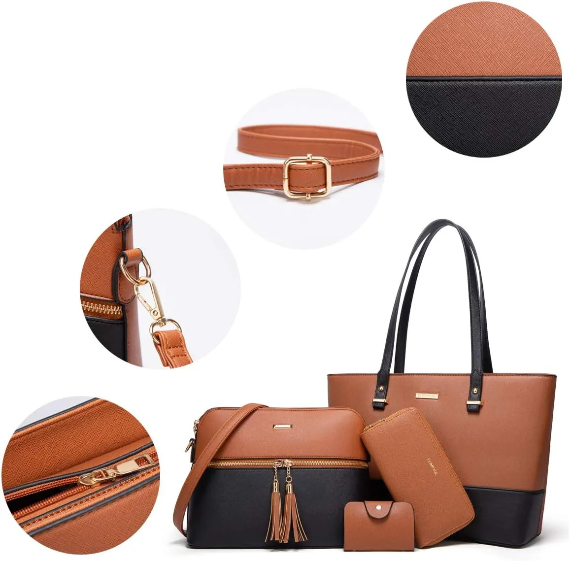 Women Fashion Handbags Wallet Tote Bag Shoulder Bag Top Handle Satchel Purse Set 4pcs