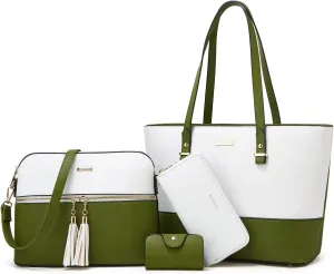 Women Fashion Handbags Wallet Tote Bag Shoulder Bag Top Handle Satchel Purse Set 4pcs