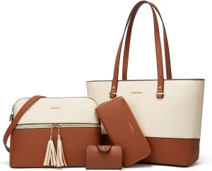 Women Fashion Handbags Wallet Tote Bag Shoulder Bag Top Handle Satchel Purse Set 4pcs