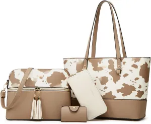 Women Fashion Handbags Wallet Tote Bag Shoulder Bag Top Handle Satchel Purse Set 4pcs