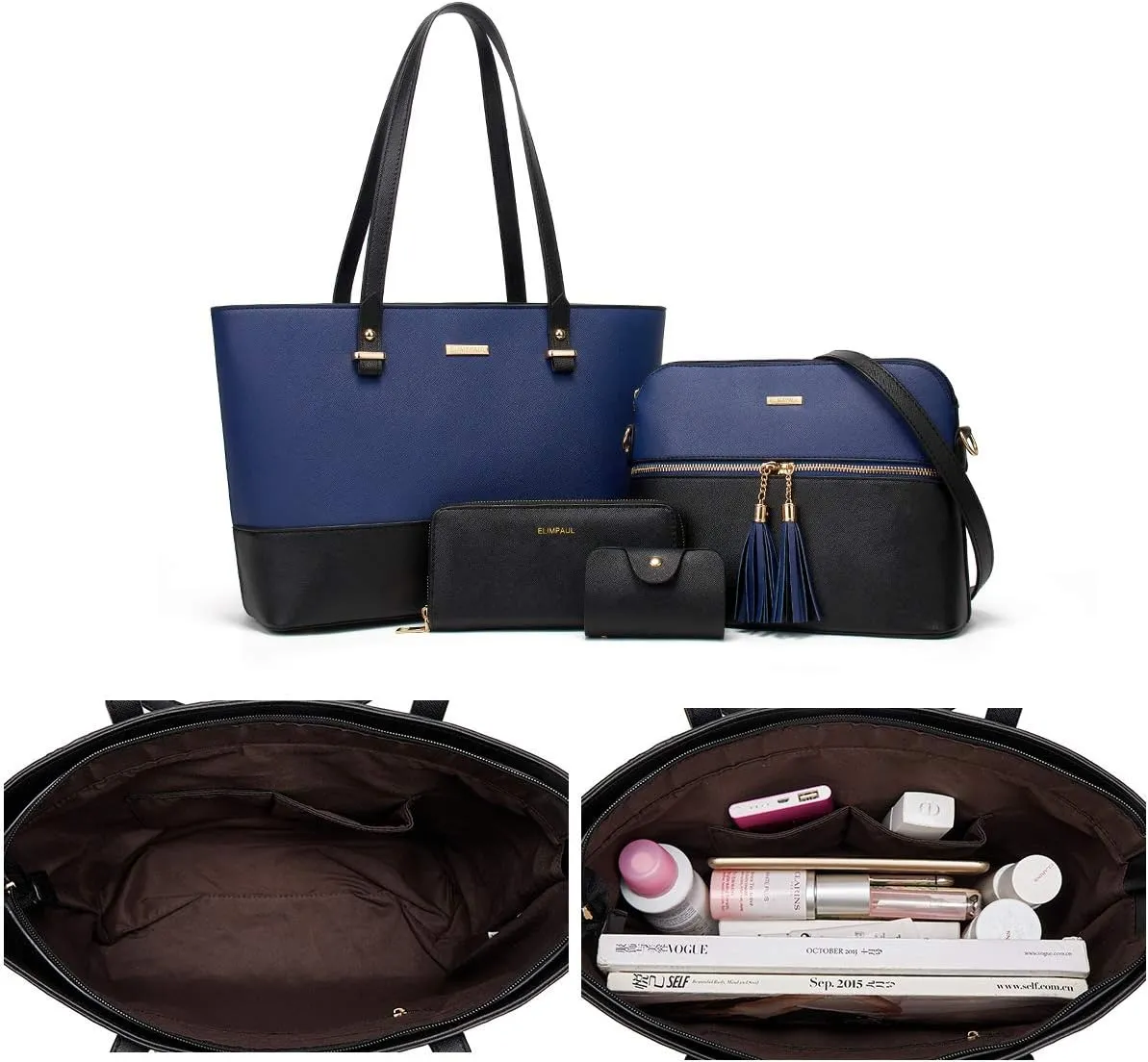 Women Fashion Handbags Wallet Tote Bag Shoulder Bag Top Handle Satchel Purse Set 4pcs