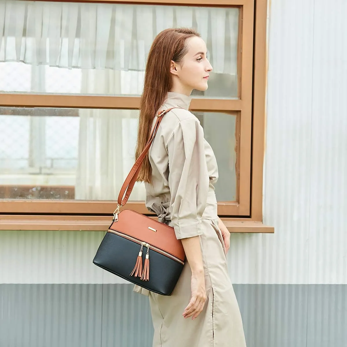 Women Fashion Handbags Wallet Tote Bag Shoulder Bag Top Handle Satchel Purse Set 4pcs