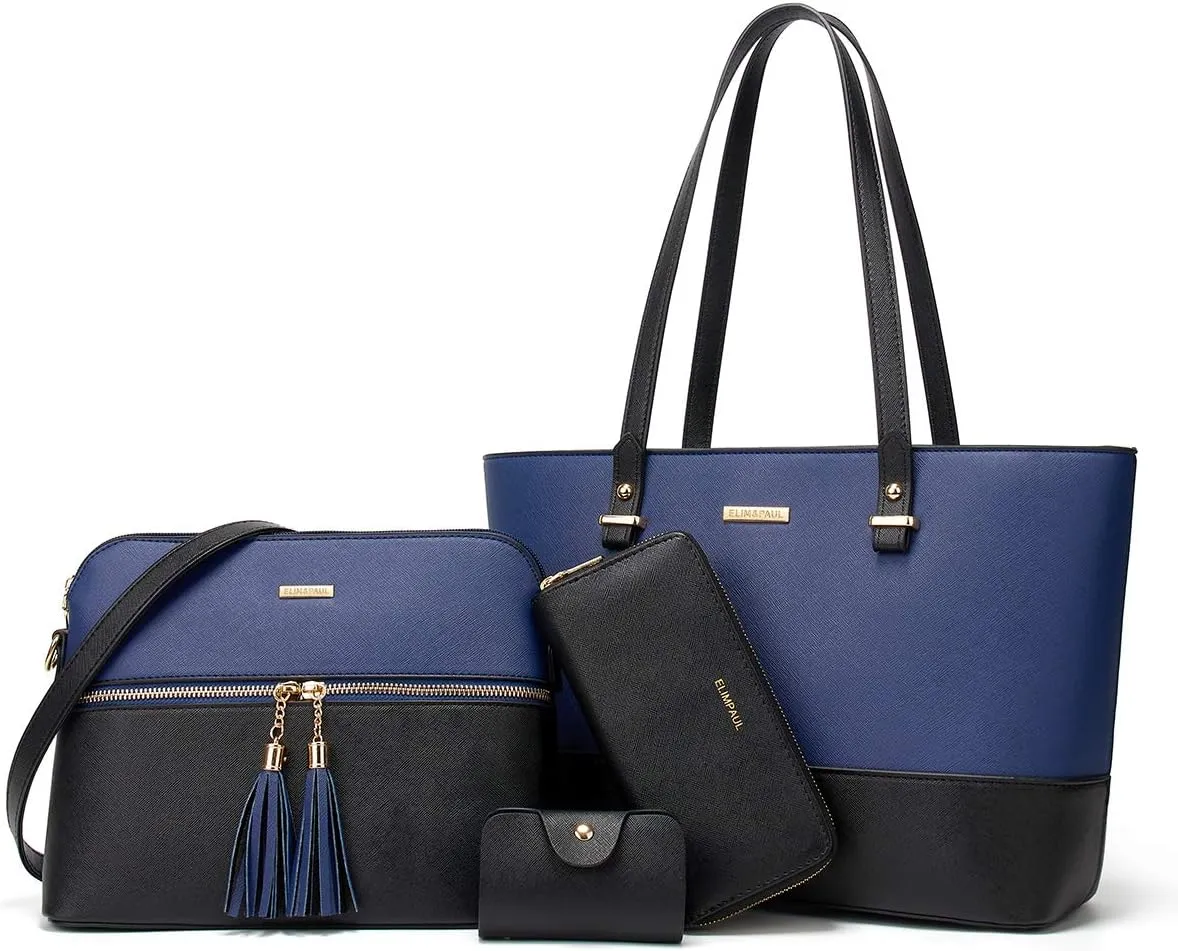 Women Fashion Handbags Wallet Tote Bag Shoulder Bag Top Handle Satchel Purse Set 4pcs