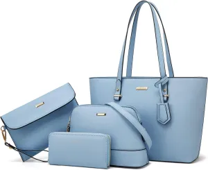 Women Fashion Handbags Wallet Tote Bag Shoulder Bag Top Handle Satchel Purse Set 4pcs