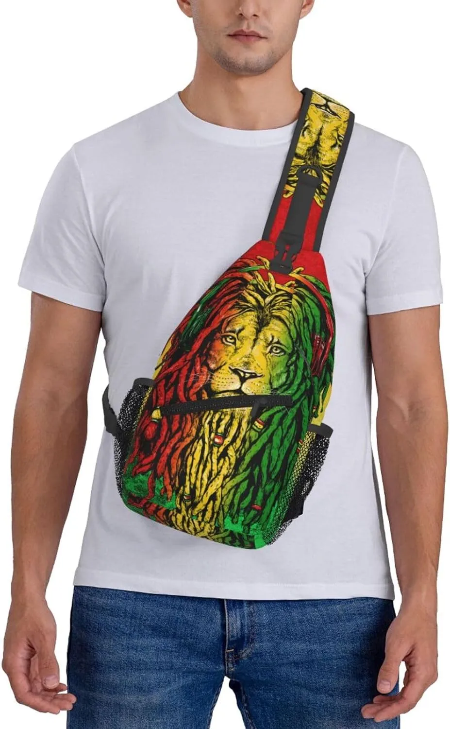 Women Men Sling Bag Anti Theft for Jamaican Rasta Flag Rastafarian Reggae Lion Chest Pack Outdoor Shoulder Backpack Crossbody Bags Causal Daypacks For Hiking Cycling and Travel