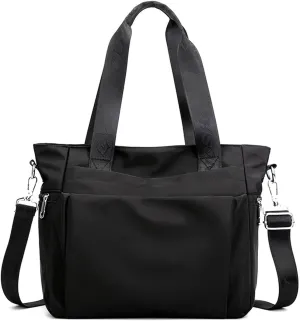 Women Nylon Tote Bag Multi-Function Shoulder Bag Multiple Pockets Purse Handbag Lightweight Travel Messenger Bag