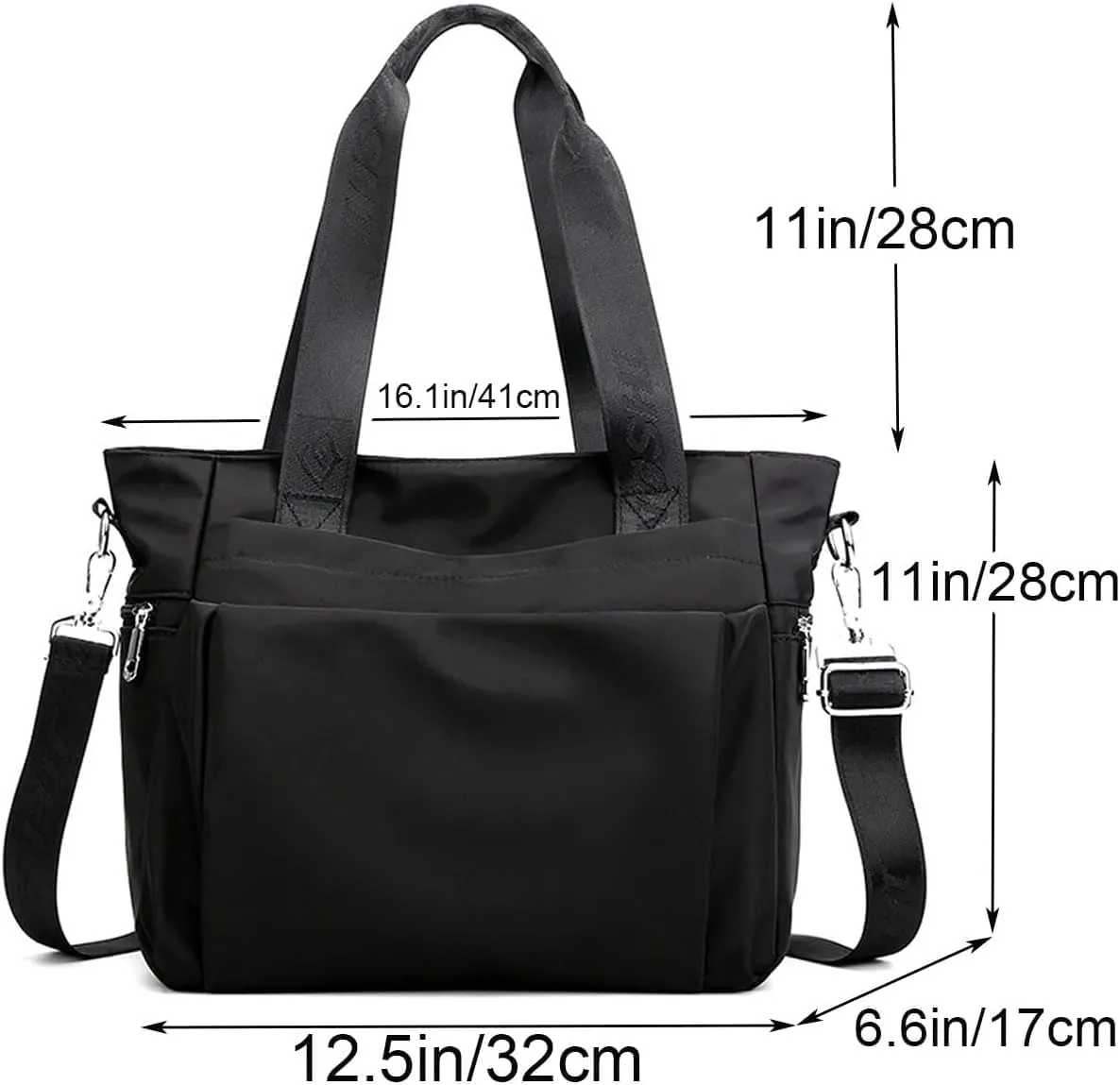 Women Nylon Tote Bag Multi-Function Shoulder Bag Multiple Pockets Purse Handbag Lightweight Travel Messenger Bag