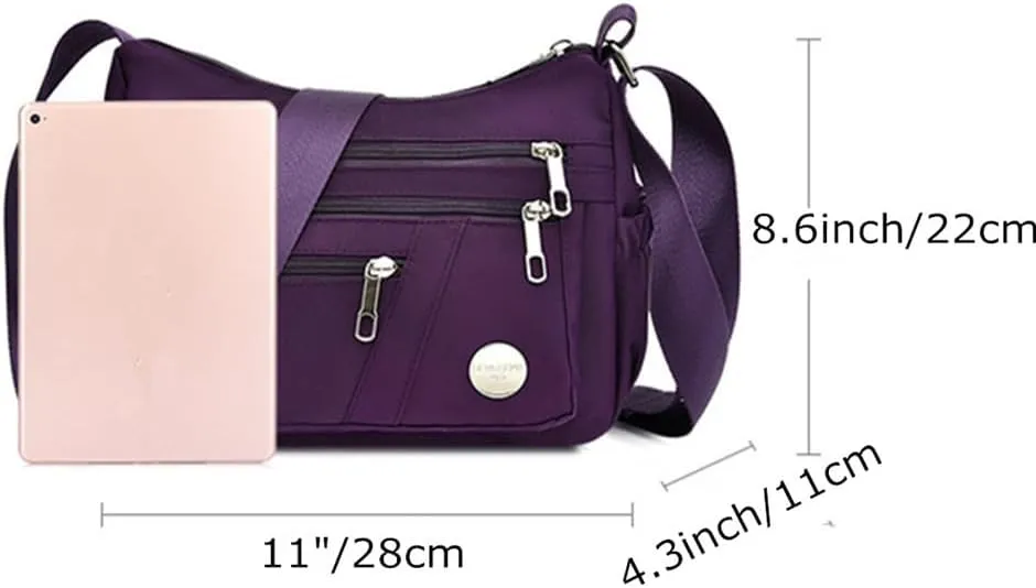 Women Shoulder Bag Multiple Pockets Bag Crossbody Bag Messenger Nylon Purse Handbag