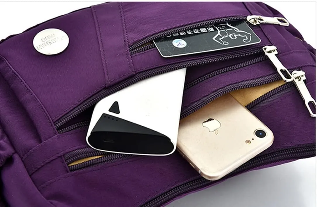 Women Shoulder Bag Multiple Pockets Bag Crossbody Bag Messenger Nylon Purse Handbag