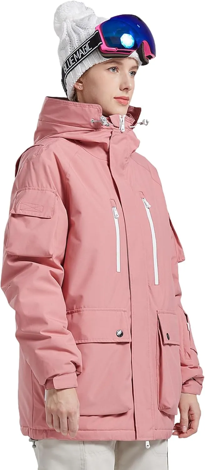 Women Ski Jacket Waterproof Insulated With Hooded Snow Coat for Winter Outdoor Skiing Snowboarding