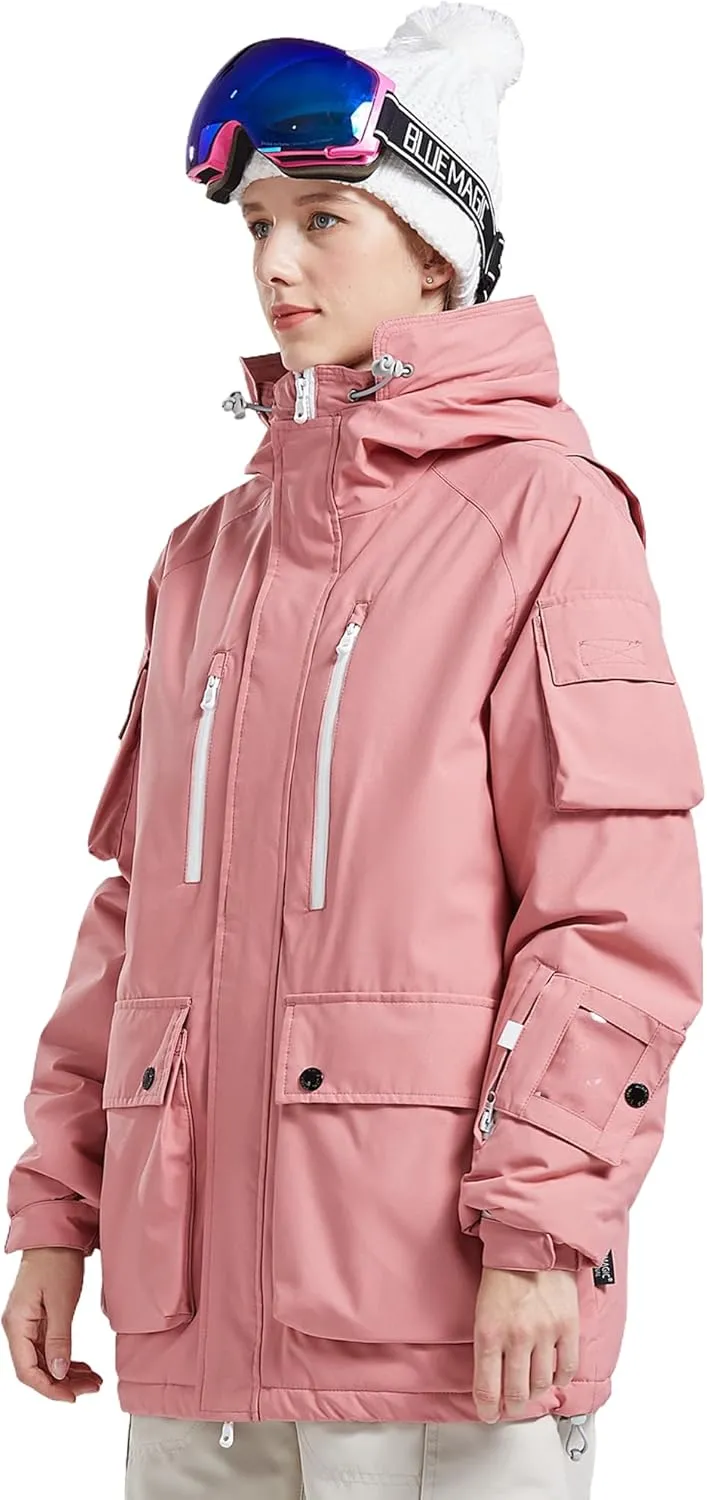 Women Ski Jacket Waterproof Insulated With Hooded Snow Coat for Winter Outdoor Skiing Snowboarding