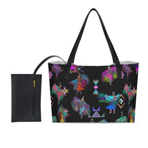 Women's Fancy Dancers Black Shopping Tote Bag With Black Mini Purse