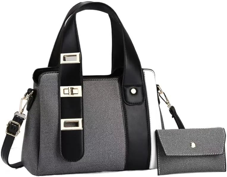 Women's Multi-Layer Shoulder Bag Large Capacity Color-Blocked Handbag Zip Compartments Tote Bag Stylish Satchel