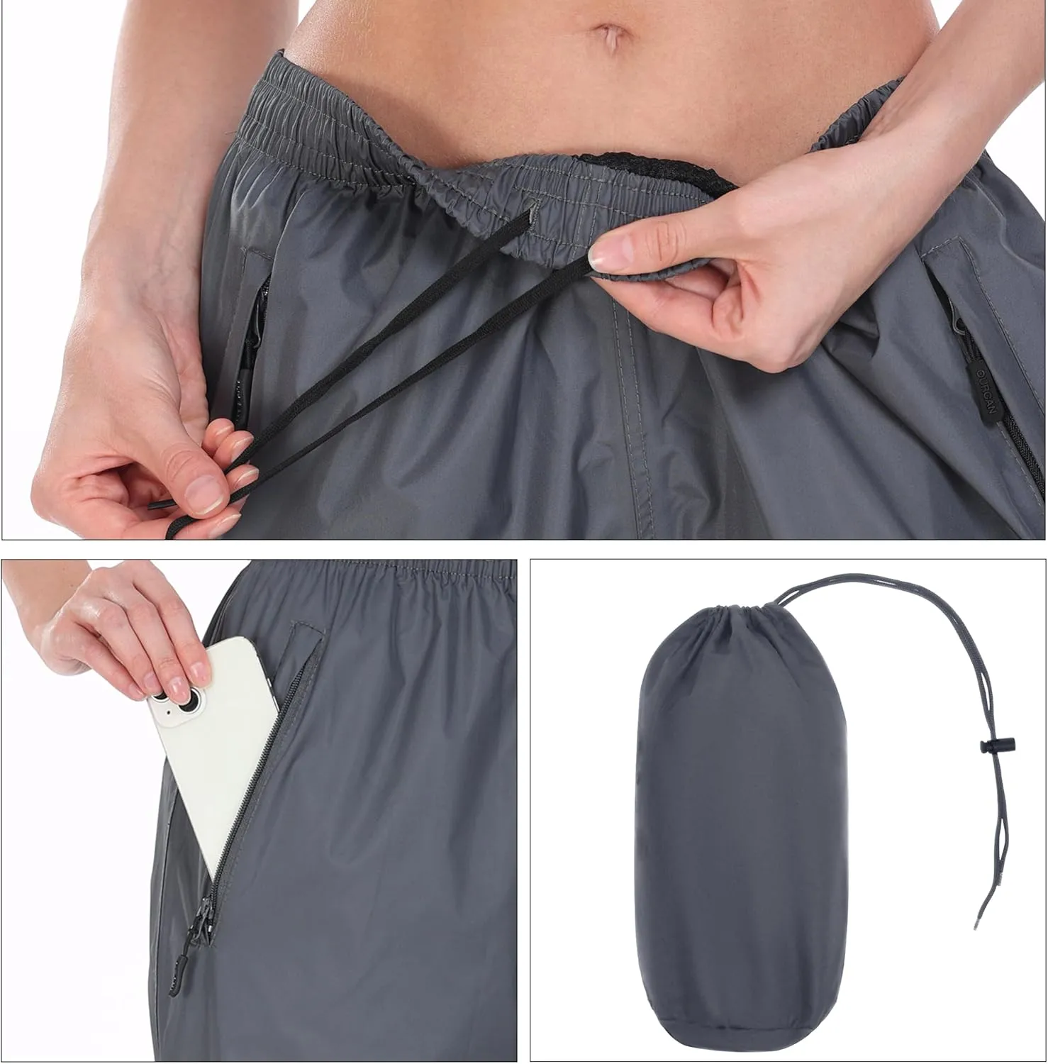Women's Rain Pants Waterproof Lightweight Packable Rain Pants Women Windproof Hiking Pants for Outdoor, Fishing