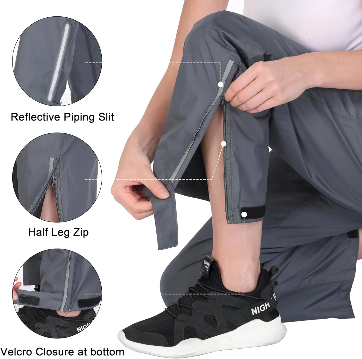 Women's Rain Pants Waterproof Lightweight Packable Rain Pants Women Windproof Hiking Pants for Outdoor, Fishing