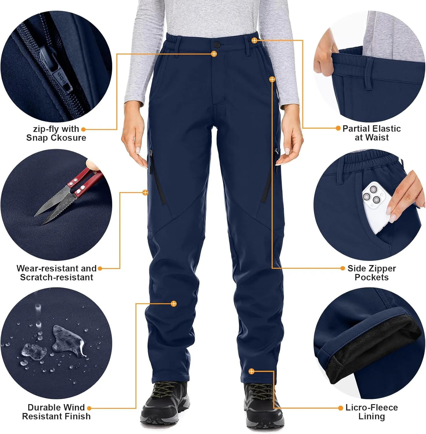 Womens Snow Pants waterproof hiking insulated Snowboard Outdoor Softshell ski Pants Zipper pockets