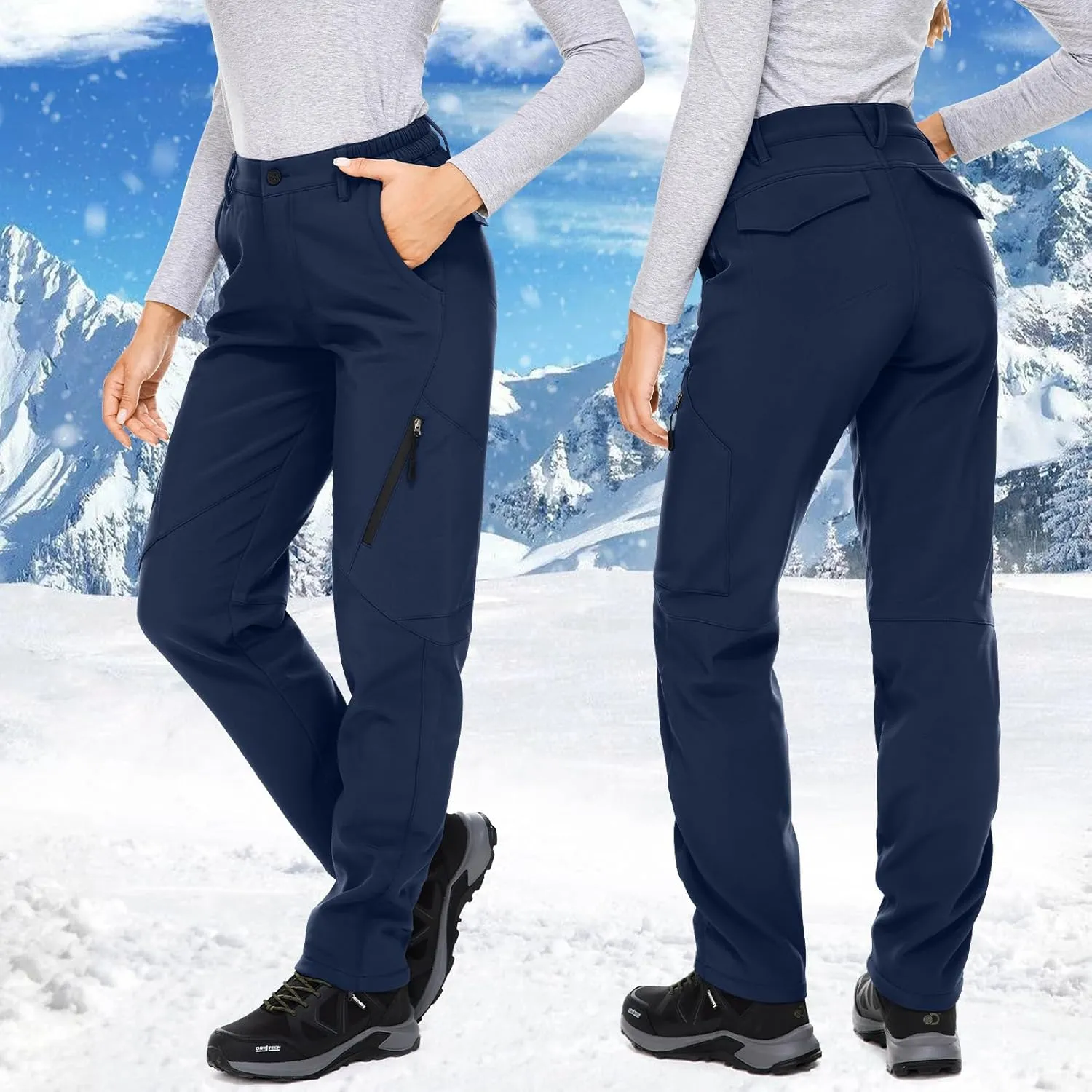 Womens Snow Pants waterproof hiking insulated Snowboard Outdoor Softshell ski Pants Zipper pockets