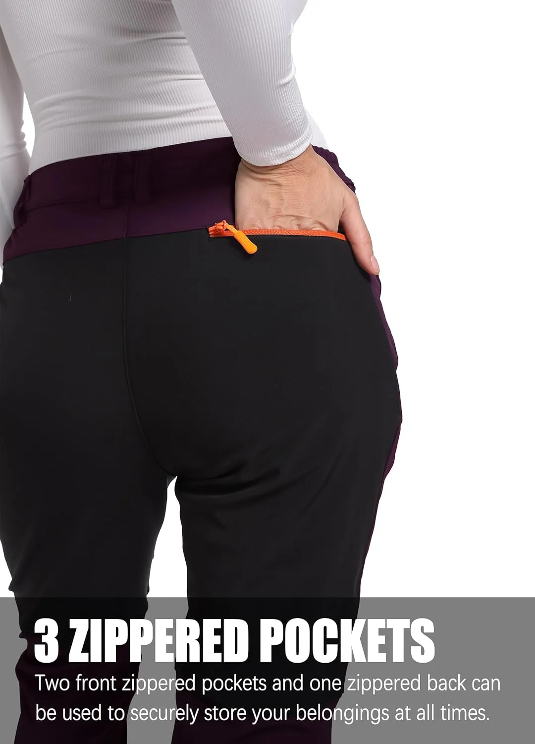 Women's Snow Ski Pants Fleece Lined Winter Outdoor Waterproof Insulated Warm Softshell Hiking Cargo Pants