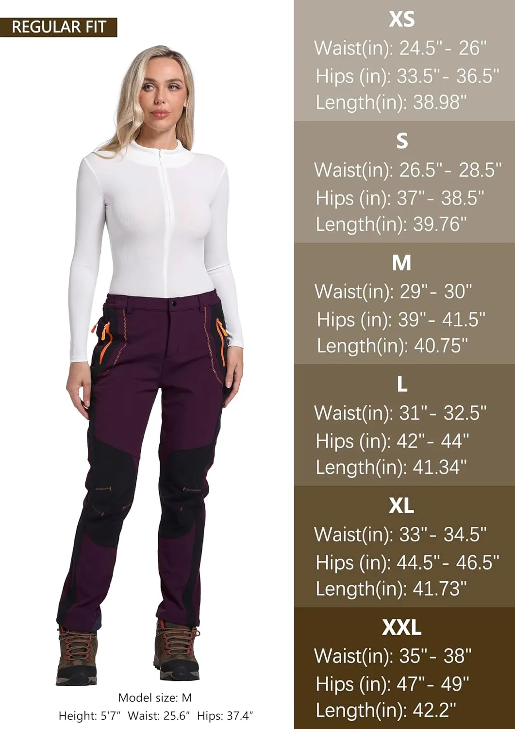 Women's Snow Ski Pants Fleece Lined Winter Outdoor Waterproof Insulated Warm Softshell Hiking Cargo Pants