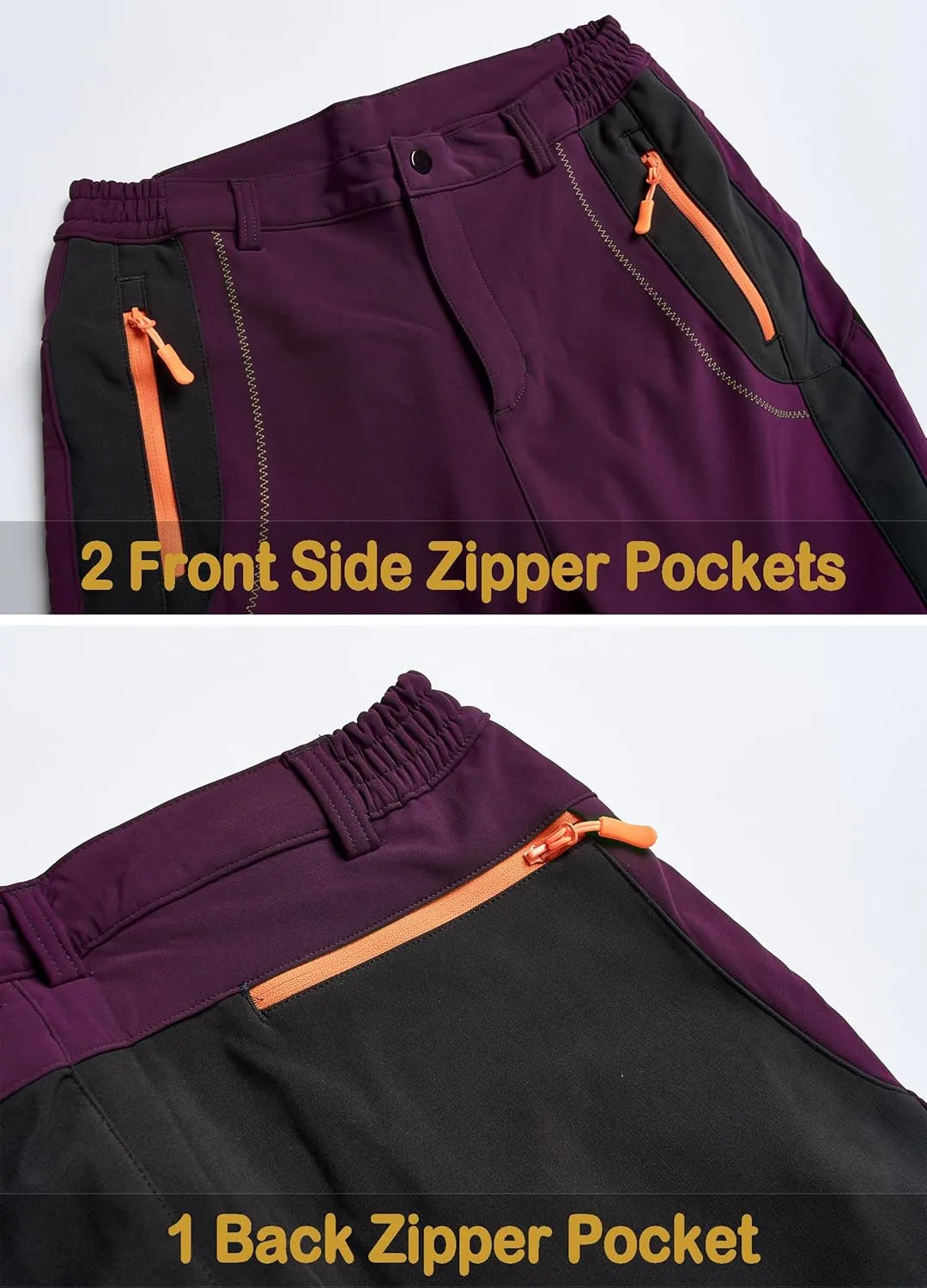 Women's Snow Ski Pants Fleece Lined Winter Outdoor Waterproof Insulated Warm Softshell Hiking Cargo Pants
