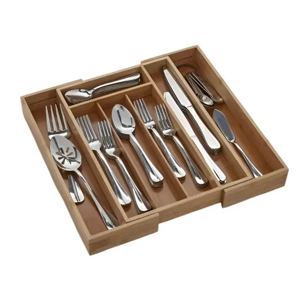 Wooden Material Extendable Cutlery Tray & Draws Organizer