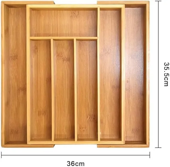 Wooden Material Extendable Cutlery Tray & Draws Organizer