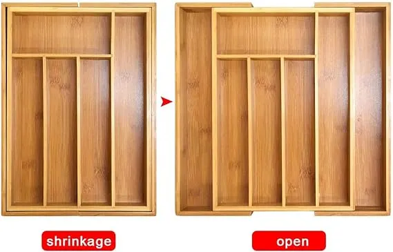 Wooden Material Extendable Cutlery Tray & Draws Organizer