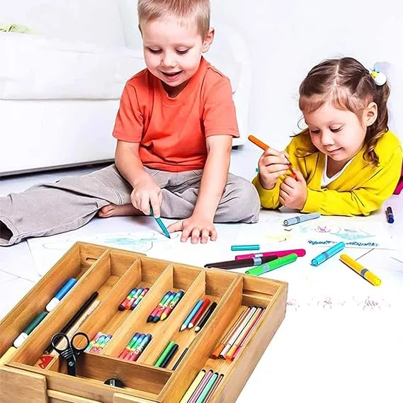 Wooden Material Extendable Cutlery Tray & Draws Organizer