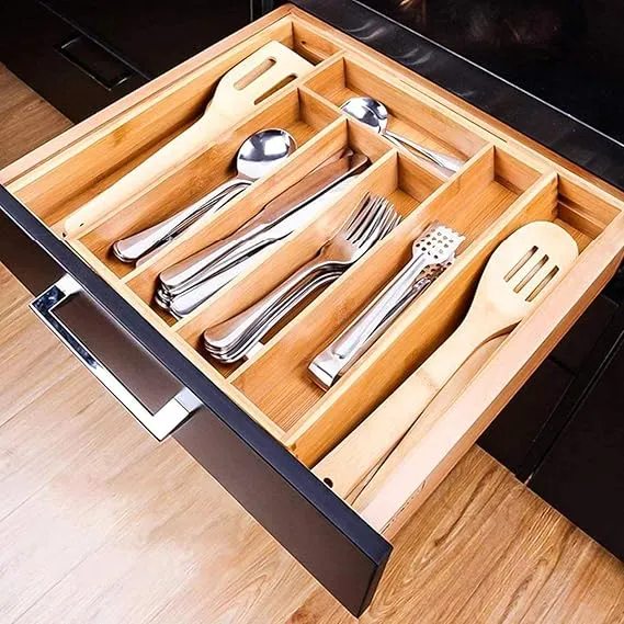 Wooden Material Extendable Cutlery Tray & Draws Organizer