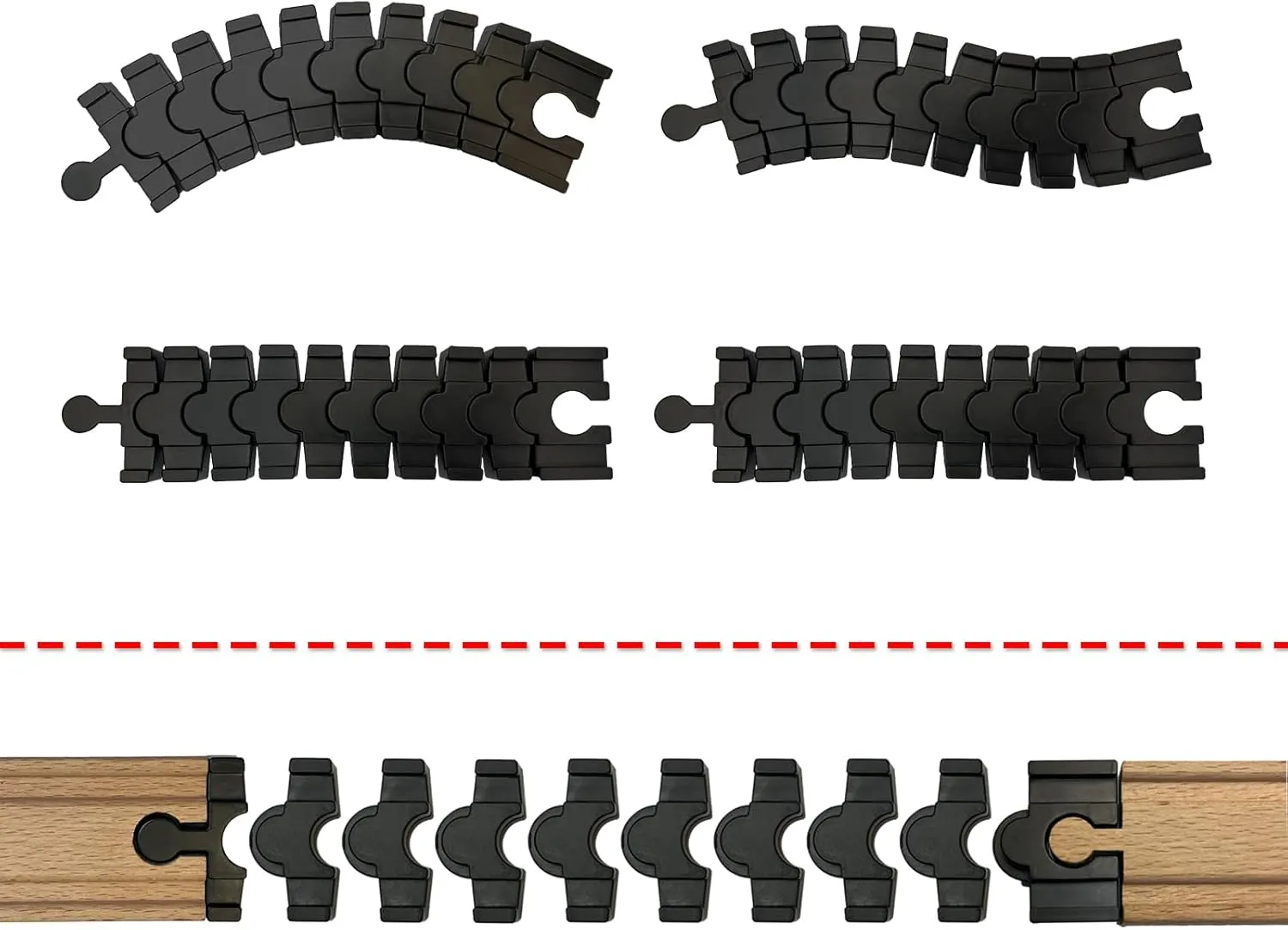 Wooden Train Track Accessories,4 Pack Deformed Track Compatible with All Major Brands Wooden Train Track,Christmas Birthday Gift for Boys Girls,Train Toys Expansion Pack for Kids Ages 3 