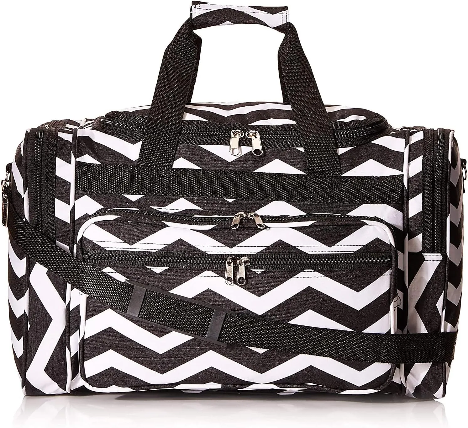 World Traveler 81T16-165B/W Duffle Bag, One Size, Black White Chevron