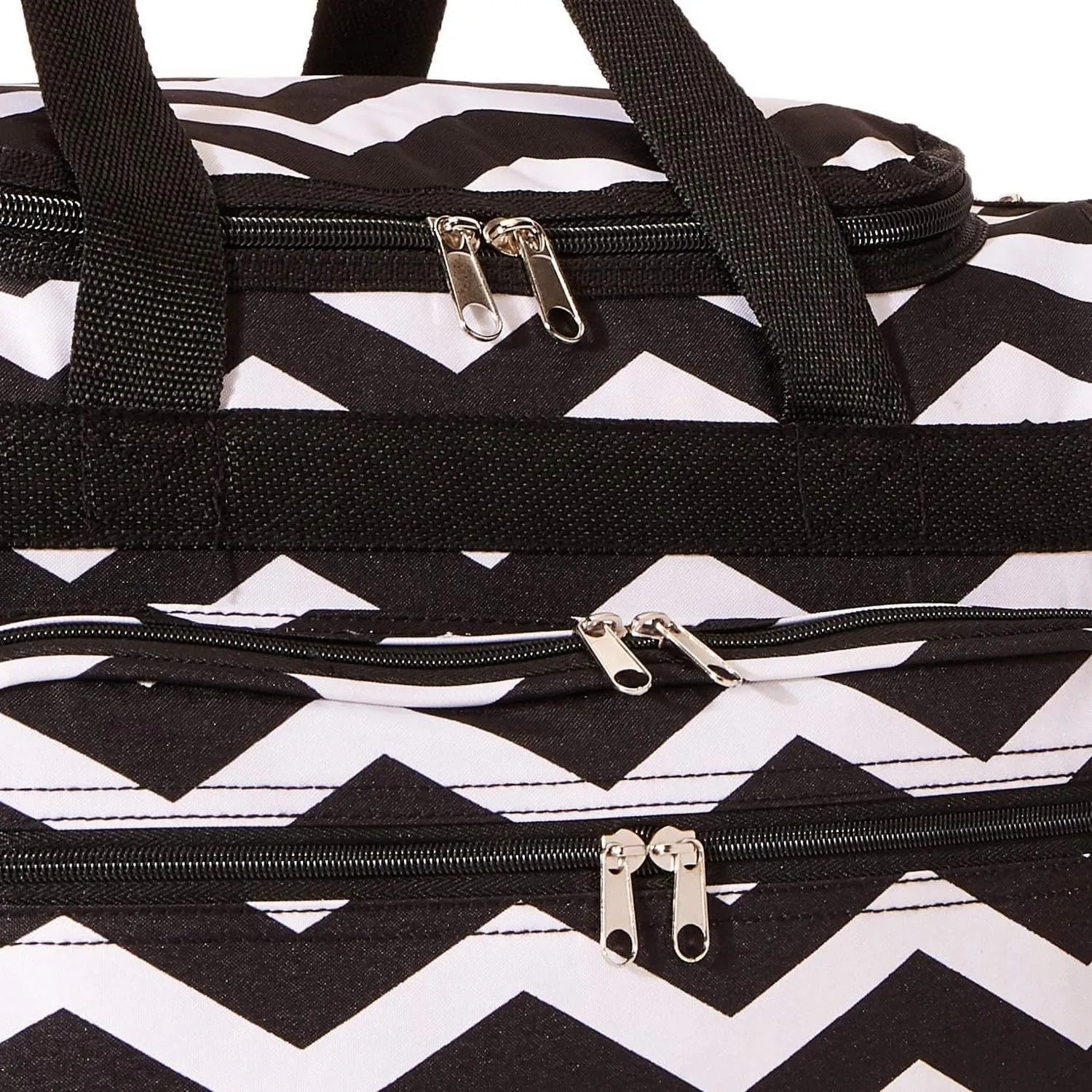 World Traveler 81T16-165B/W Duffle Bag, One Size, Black White Chevron