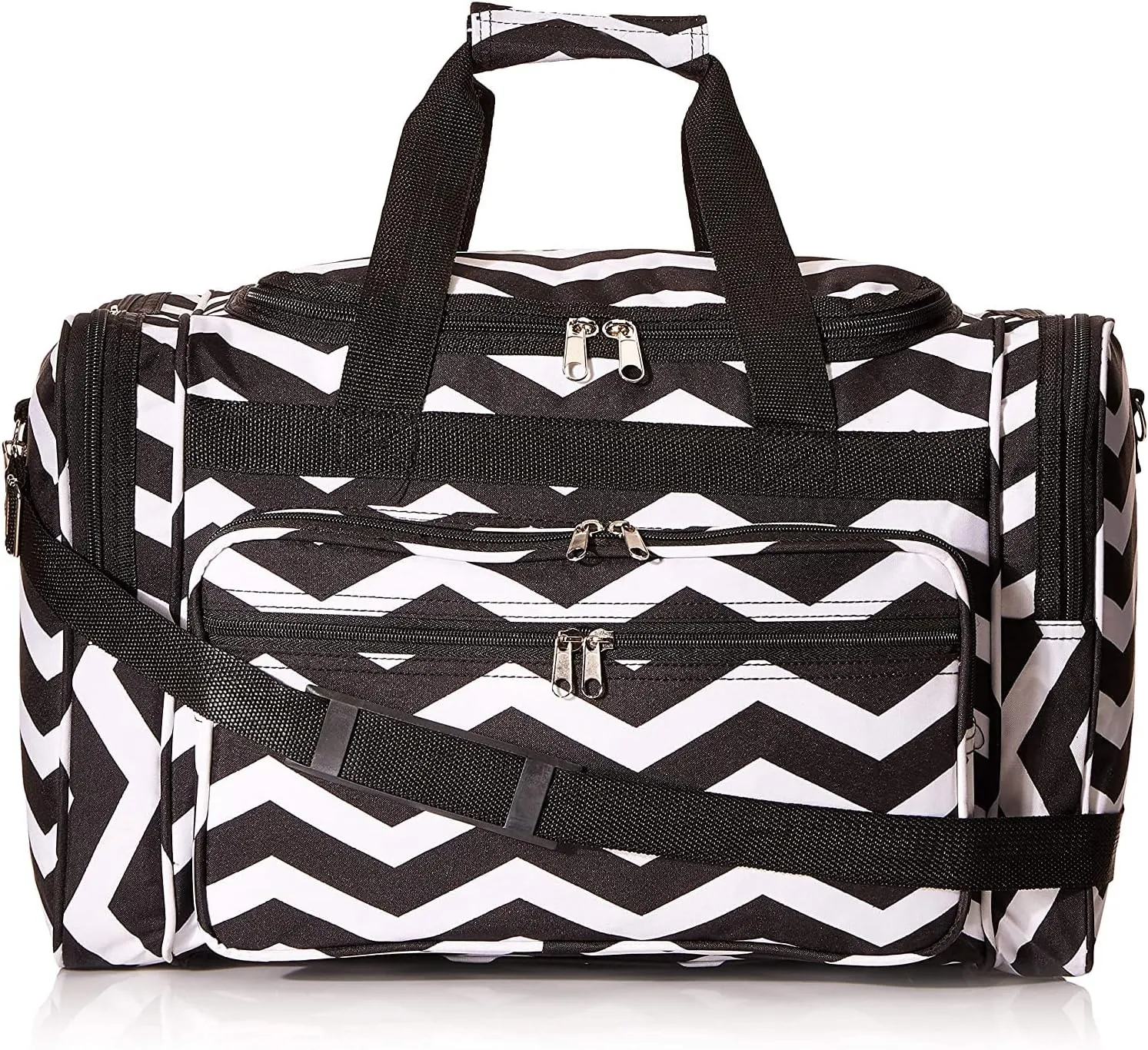 World Traveler 81T16-165B/W Duffle Bag, One Size, Black White Chevron